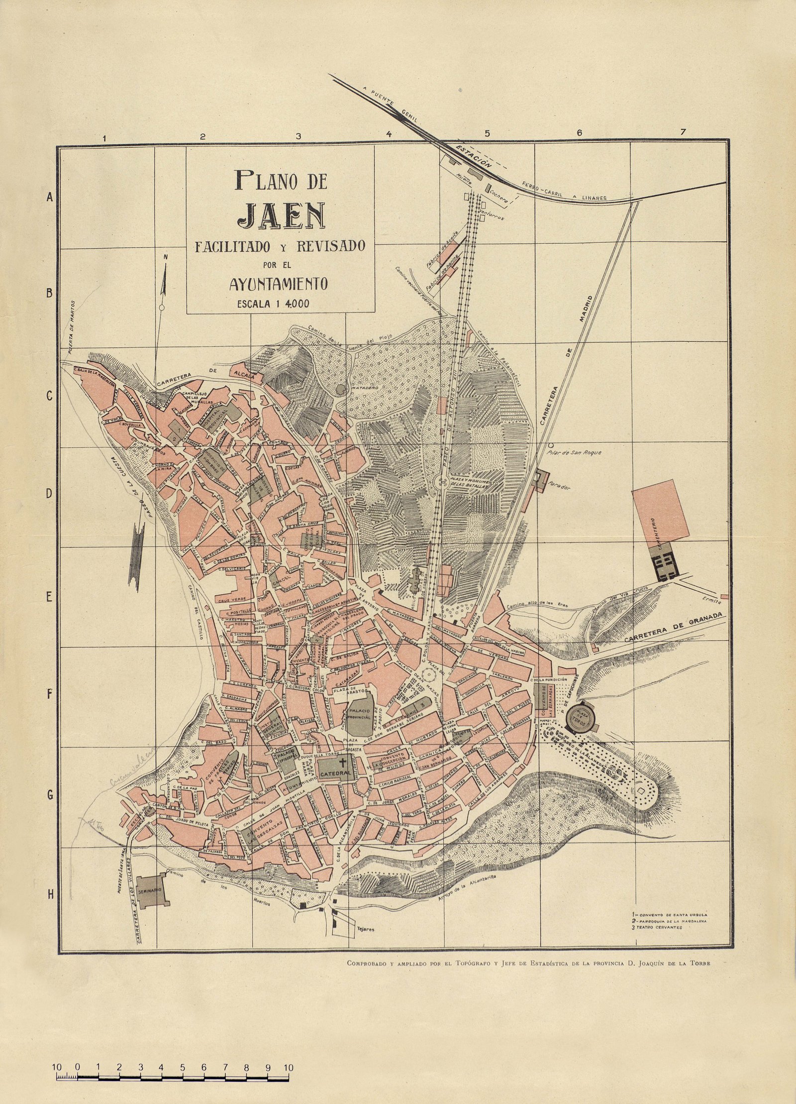 Plano antiguo de Jaén, capital a la que se desplazó al inicio de la guerra.